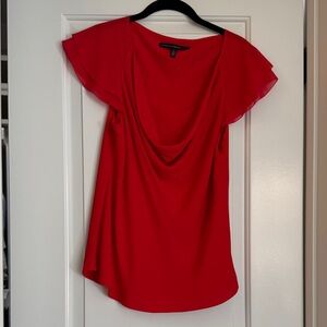 White House Black Market Red Flutter Sleeve Blouse